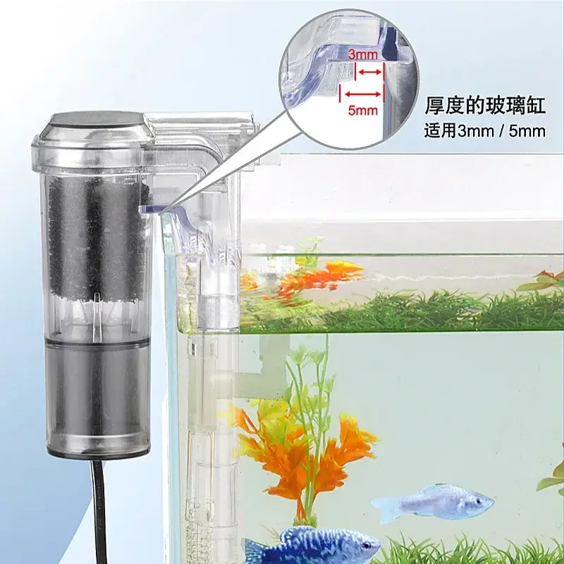 Aquarium New Hanging Filter Mini Filter Fish Tank USB Power Interface 2.5W Flow 250H/L Suitable for Fish Tanks Below 30cm