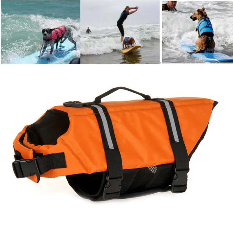 Summer Dog Life Jacket Reflective Adjustable Large Dogs Swimwear Safety Vest Surfing Sailboat Enhanced Buoyancy Pet Lifejackets