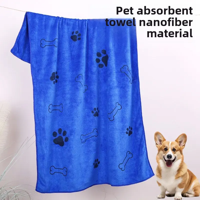 Soft Cartoon Pet Dog Cat Superfine Fiber Bath Towel Fast Dry Puppy Absorbent Hair Washcloth Multi-Function Super Large Supplies