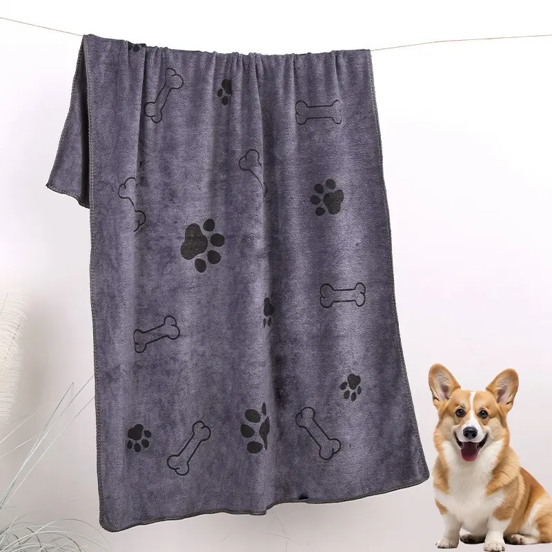 Soft Cartoon Pet Dog Cat Superfine Fiber Bath Towel Fast Dry Puppy Absorbent Hair Washcloth Multi-Function Super Large Supplies