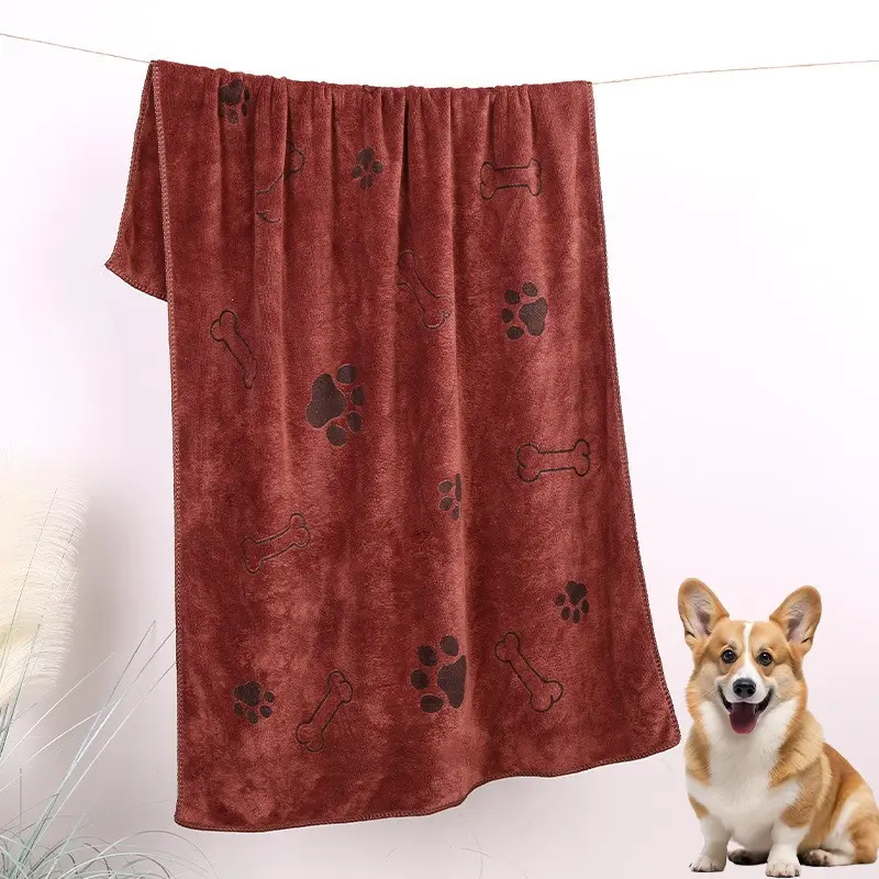 Soft Cartoon Pet Dog Cat Superfine Fiber Bath Towel Fast Dry Puppy Absorbent Hair Washcloth Multi-Function Super Large Supplies