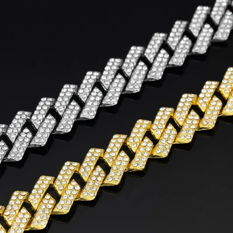 Pet Necklace Iced Out 2 Row Rhinestone Miami Rhombus Hip Hop Cuban Necklaces Jewelry for Bulldog‌ Labrador big dog