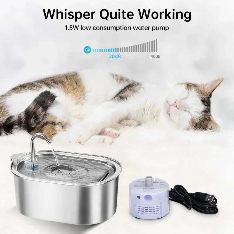 Stainless Steel Cat Water Fountain Automatic Cat Drinker Drinking Fountain For Cats Dogs Pet Water Dispenser Accessories