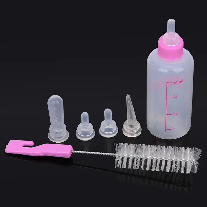 7Pcs/set Pet Feeding Device Cat Dog Care Nipple Bottle Suit Newborn Kitten Feed Device with Feeding Bottle Puppy Pet Accessories