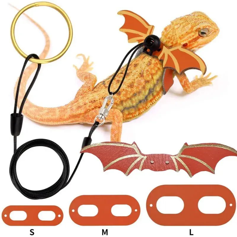 Multi Lizard Leash Harness Soft Padding Reptile Leather Dragon Wings Vest Top with Hook and Loop Small Animals Cute Clothes