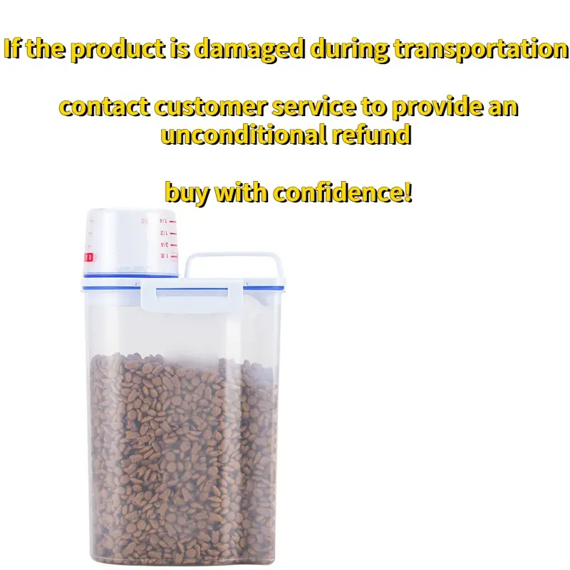 Dog Cat Food Pail Plastic Storage Tank with Measuring Cup Container Moisture-proof Sealed Jar Pet Supplies Accessories