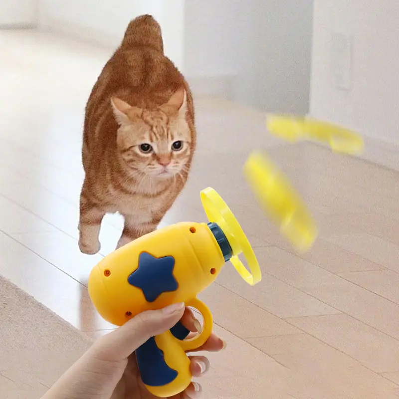 Funny Cat Interactive Rotating Flying Discs Games Toys Teaser Training Toy  Pets Supplies Accessories Toys for Cat Random Color