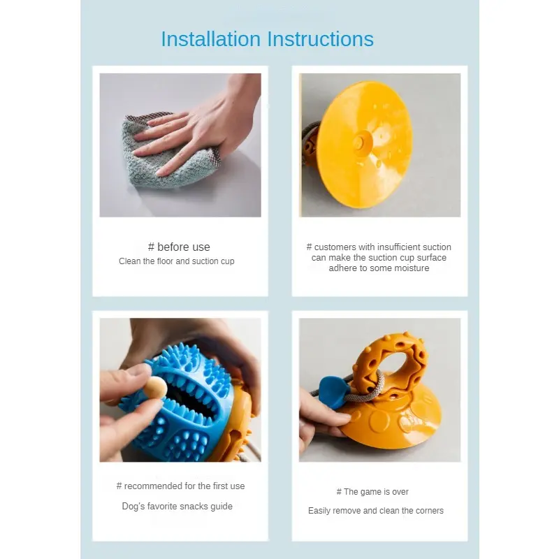 Dog Chew Ball Toys for Aggressive Chewers Interactive Dog Puzzle Toy Food Dispenser Suction Cup Dog Tug Toy for Dogs Teeth Clean