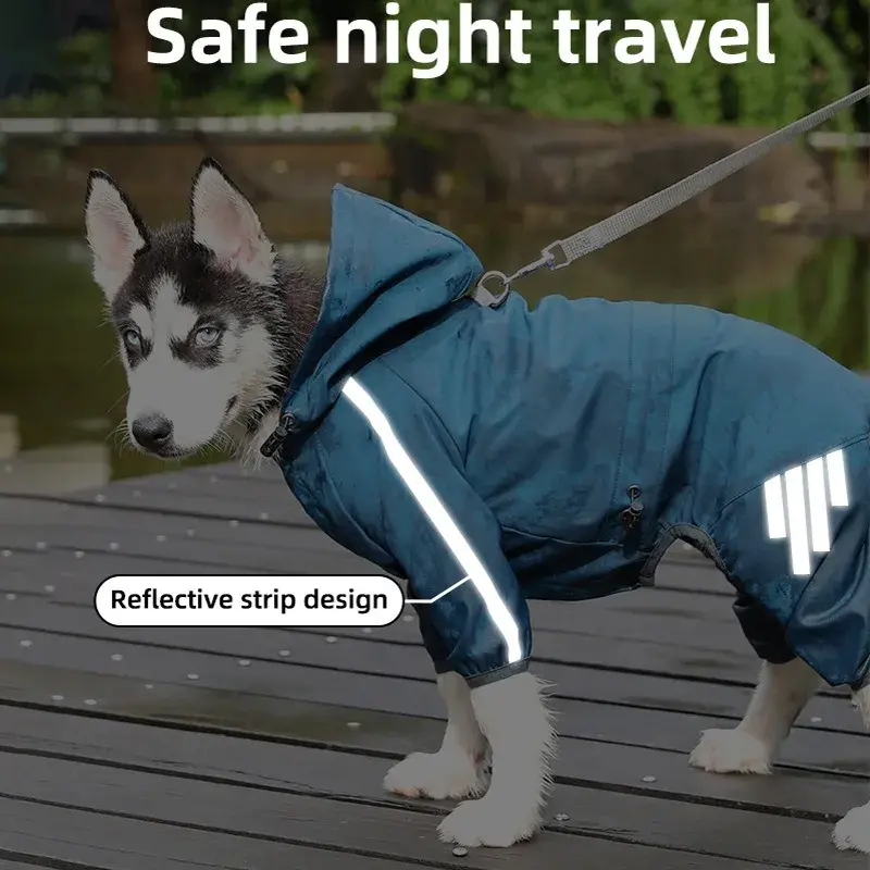 Dog Raincoat Reflective Waterproof Pet Clothes for Chihuahua Husky Rain Coat Small Medium Dogs Jumpsuit Raincoat Dogs Overalls