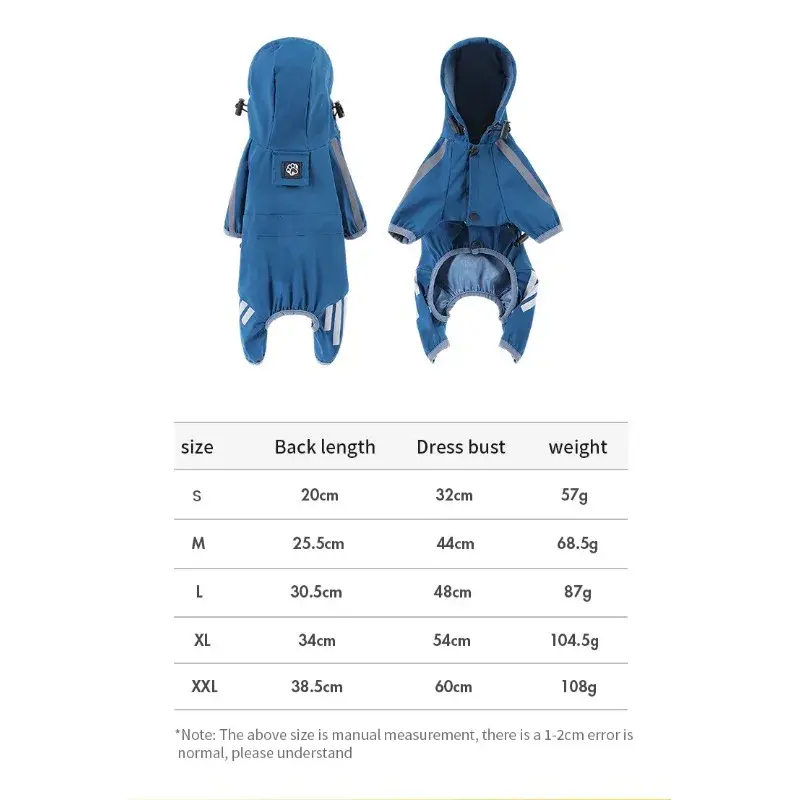Dog Raincoat Reflective Waterproof Pet Clothes for Chihuahua Husky Rain Coat Small Medium Dogs Jumpsuit Raincoat Dogs Overalls