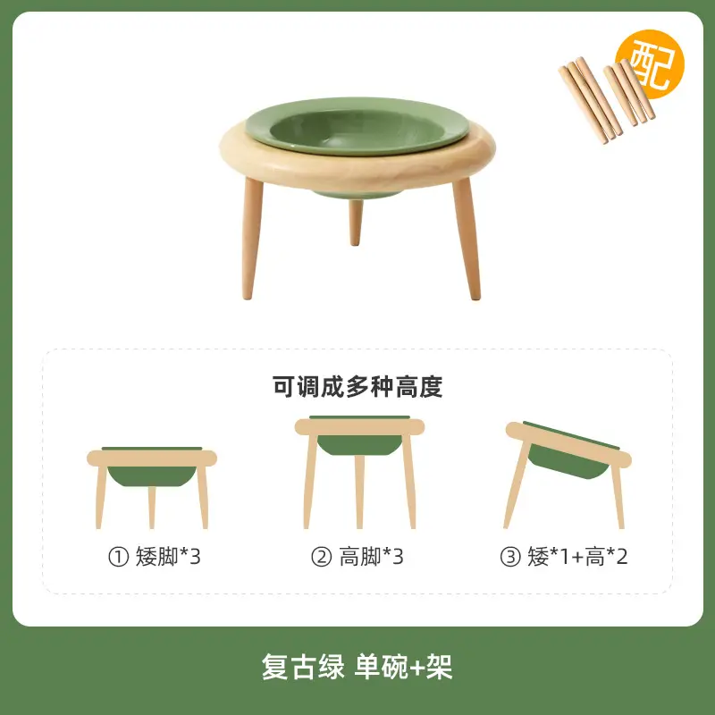Pretty Ceramic Oak High Shelf Tableware Set Puppy Double Food Bowl Small Dog Water Bowl Stand Cat Pink Feeder Pet Supplies