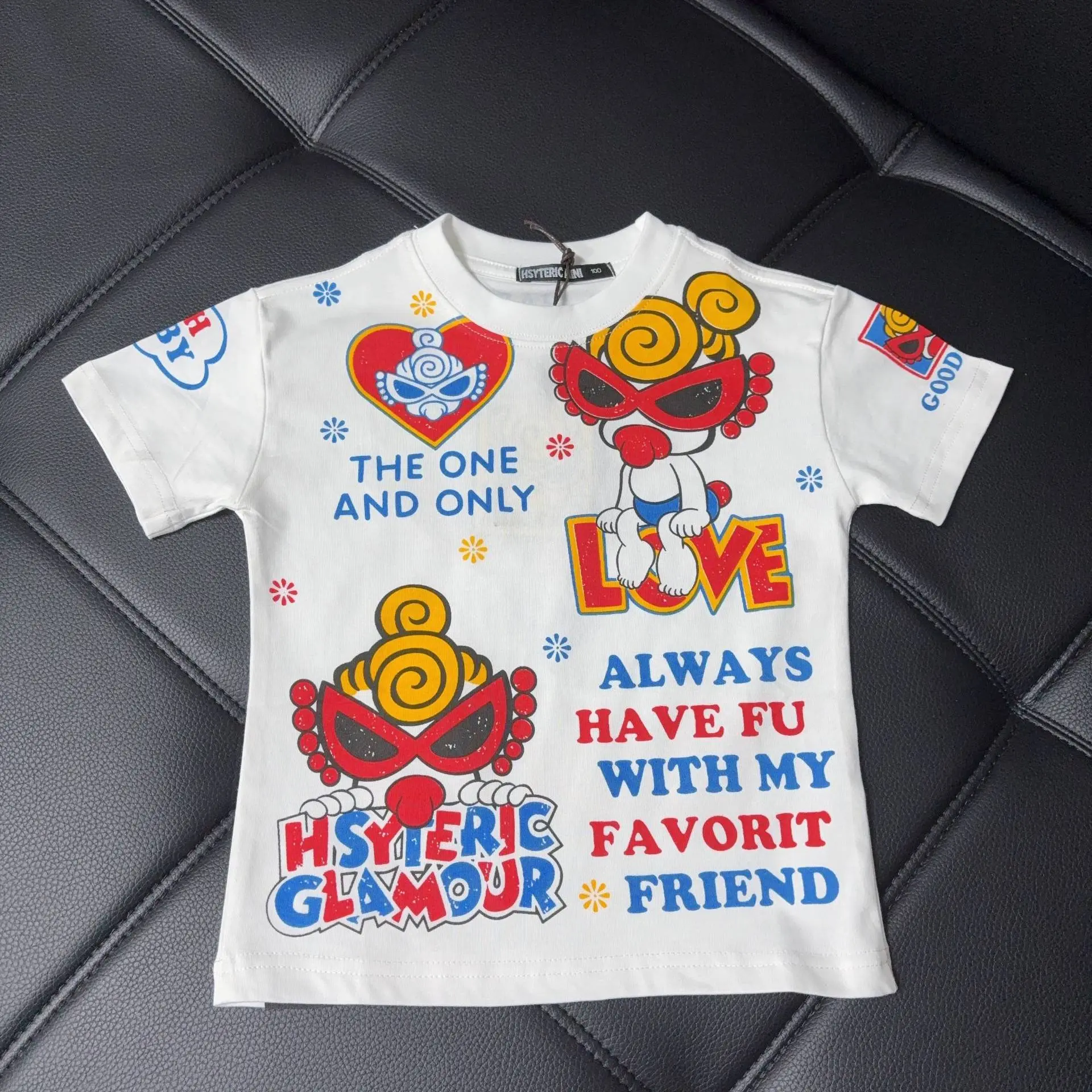New Summer Children's Cotton Comfortable Japanese Cute Love waving Fashion Versatile Casual Parent Child Short Sleeve T-shirt