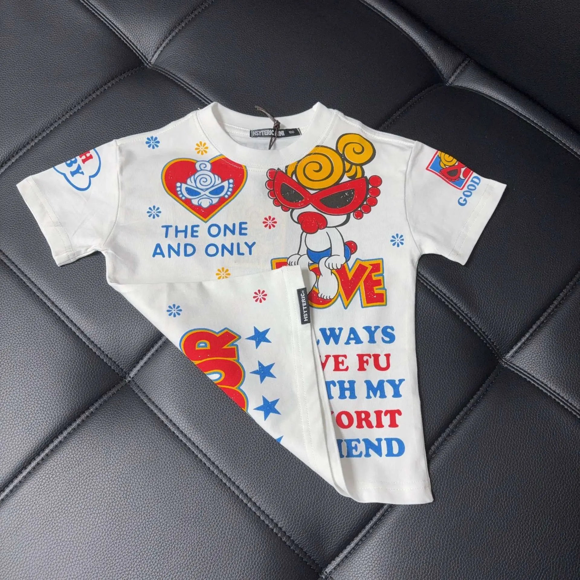 New Summer Children's Cotton Comfortable Japanese Cute Love waving Fashion Versatile Casual Parent Child Short Sleeve T-shirt
