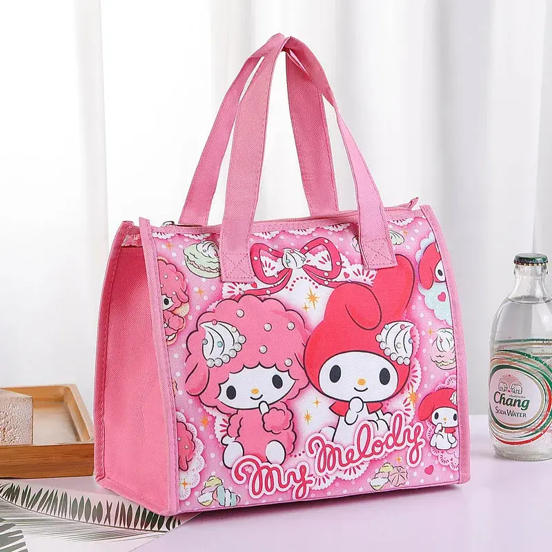 Sanrio hello kitty Lunch Box Bag handbag Thermal Lunch Bag My Melody Lunch box storage bag Children's Cute Canvas Bento Bag