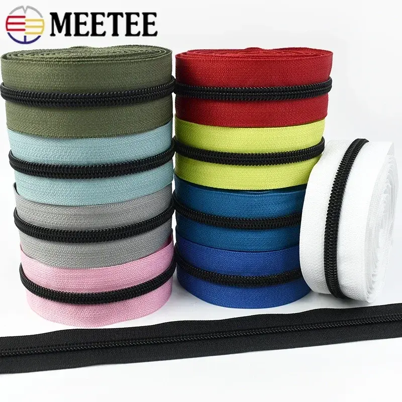 1-10M 5# Zipper Tapes By The Meter for Sewing Shoes Bag Plastic Coil Zips Closures Continuous Zip Repair Kit DIY Accessories