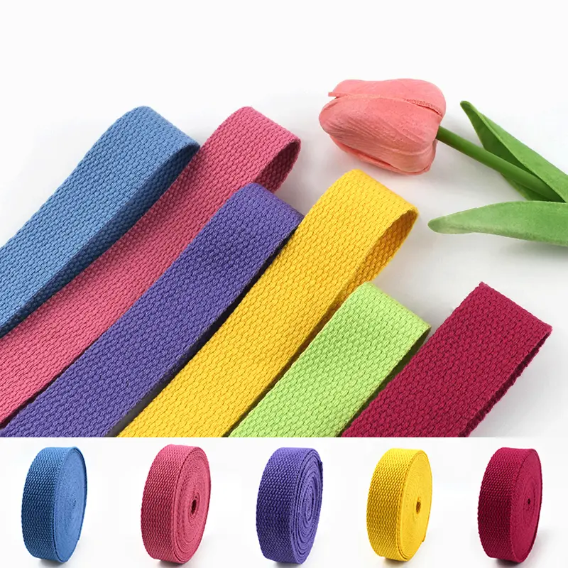 20-38mm 45Meters Cotton Webbing Tape for Bags Straps Backpacks Labels Ribbon Clothes Bias Binding Crafts DIY Sewing Accessories
