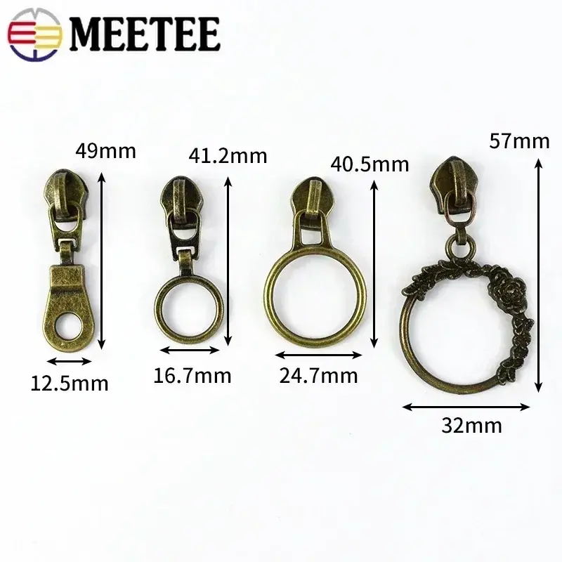 5-20Pcs 5# O Ring Zipper Sliders for Nylon Zippers Bags Zips Pulls Head Wallet Clothes Zip Puller Replacement Sewing Accessories