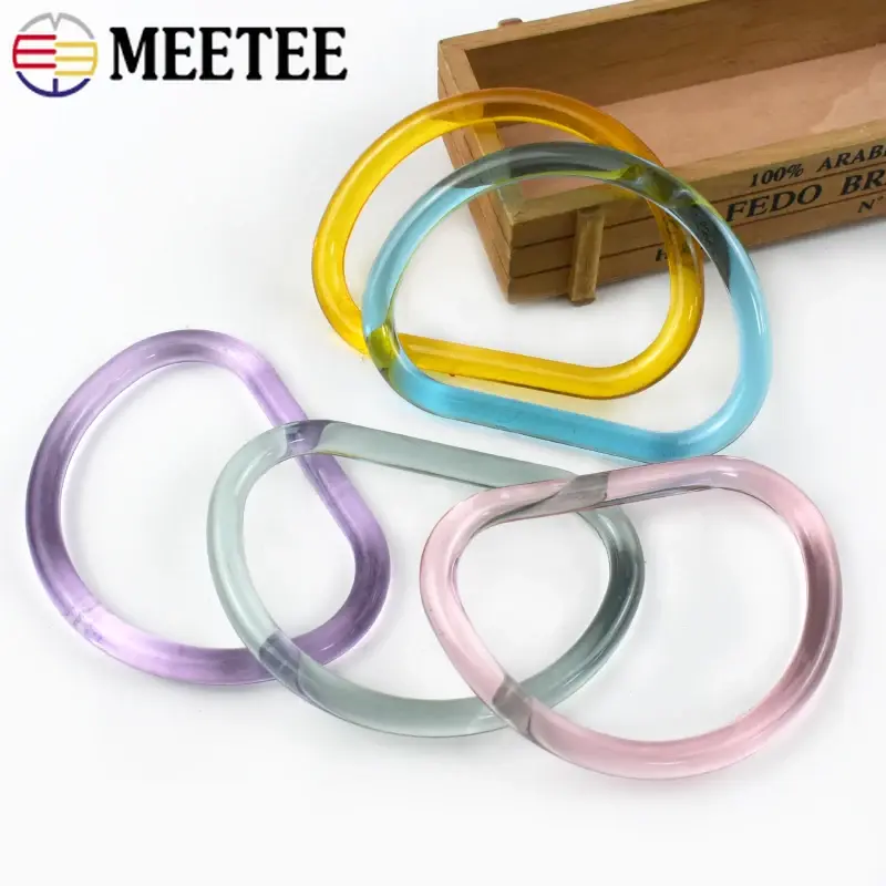 1-5Pcs 10cm Acrylic Clear D Ring Handle Plastic Handbag Bags Handles Buckle Woven-bag Replacement Purse Frame Clasp Accessories