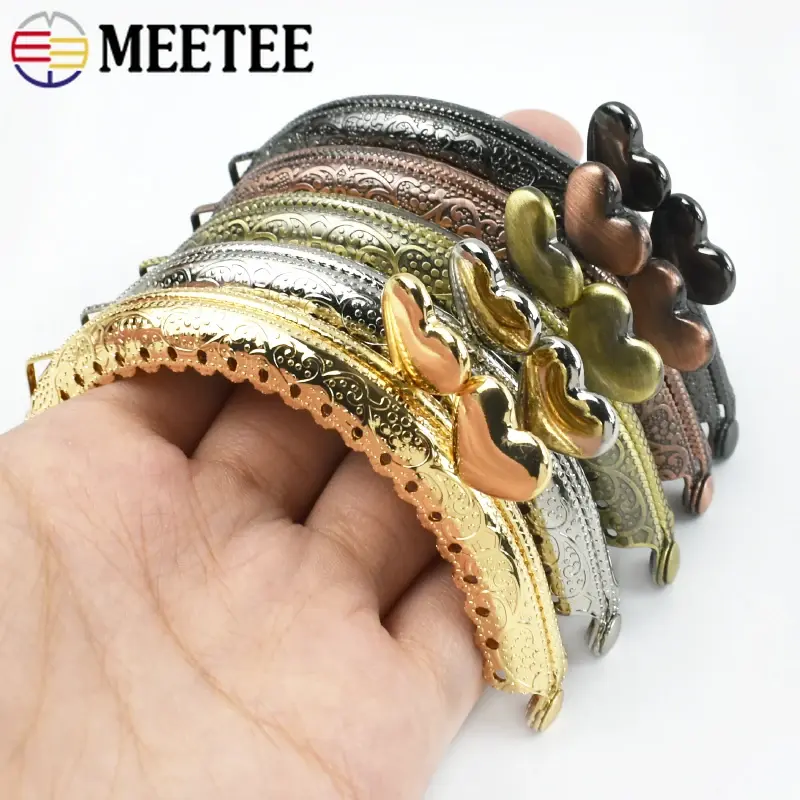85mm Semicircle Kiss Lock Clasp Metal Buckle Hardware for Purse Handbag Wallet Frame Handle Embossed Design 5 Colors 2/5/10Pcs