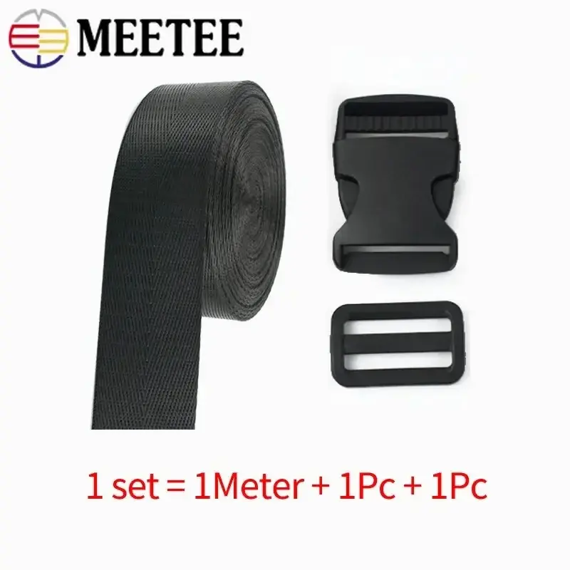 1-5Set 20-50mm Nylon Webbing Band Plastic Backpack Buckle Release Closure Clasp Tri-Glide Slider Ring Hook DIY Dog Collar Craft