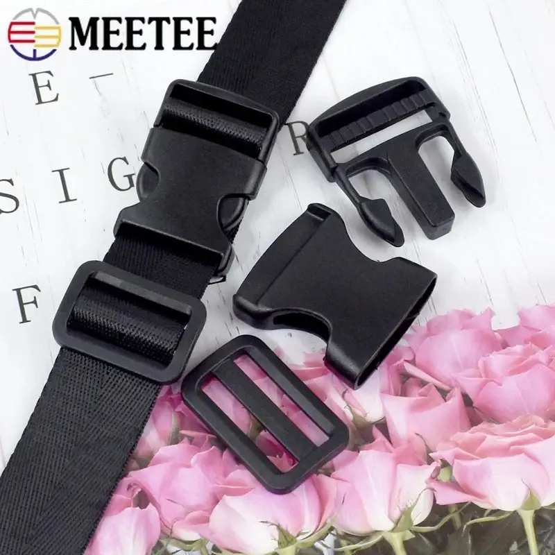 1-5Set 20-50mm Nylon Webbing Band Plastic Backpack Buckle Release Closure Clasp Tri-Glide Slider Ring Hook DIY Dog Collar Craft