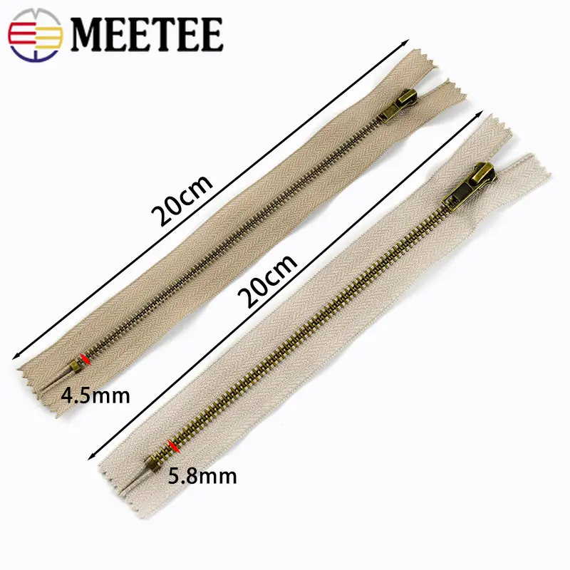 2/5/10Pcs 3#5# 20cm Bronze Metal Zipper for Sewing Clothes Pants Close-end Zippers Coat Auto Lock Zip Repair Kit DIY Accessories