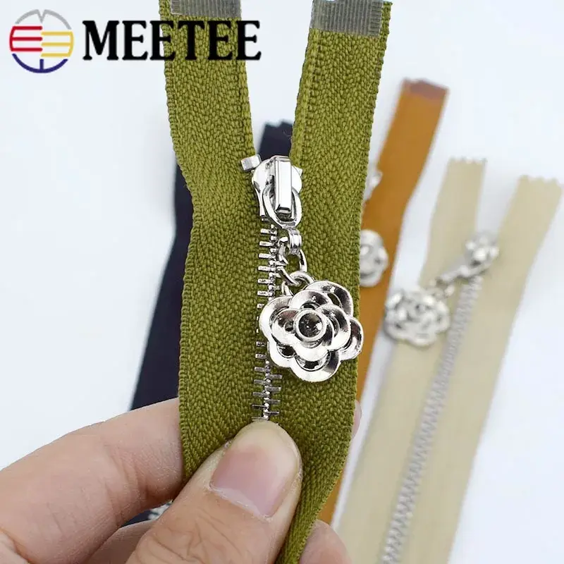 2Pcs 3# Zipper for Bags 15-70cm Metal Zippers Close-End/Open-End Auto Lock Wallet Clothing Zip Repair Kit DIY Sewing Accessories
