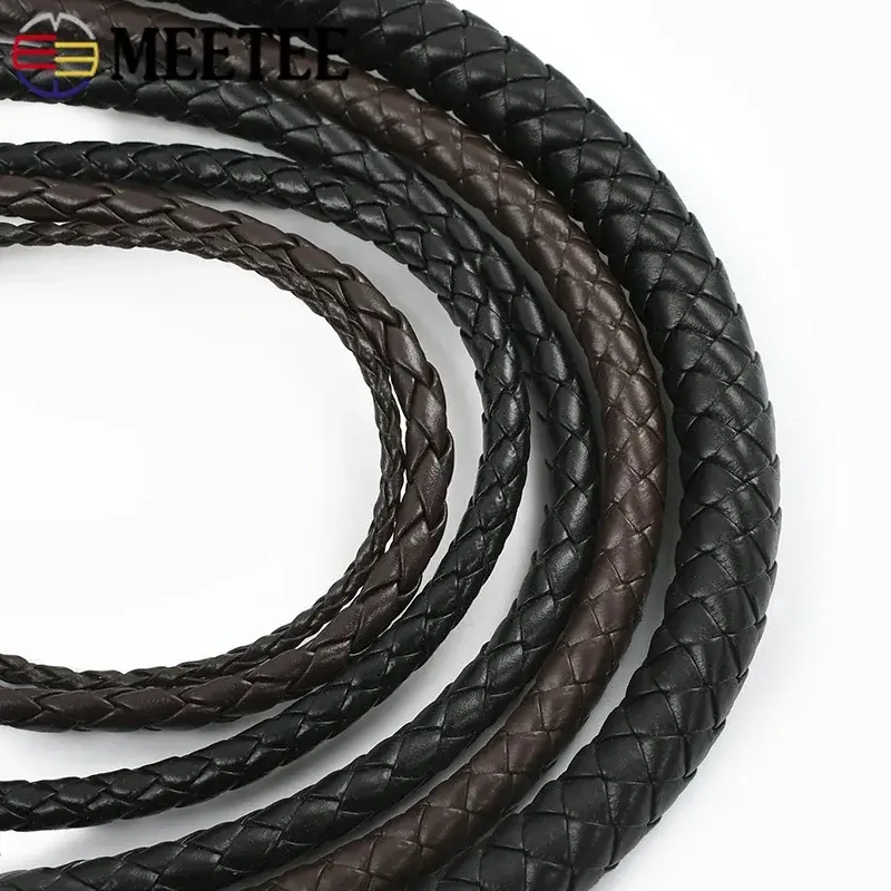 5Meters PU Leather Braided Cord 3-10mm Round Rope DIY Jewelry Making Keychain Bracelet Craft Supplies Black Coffee Macrame