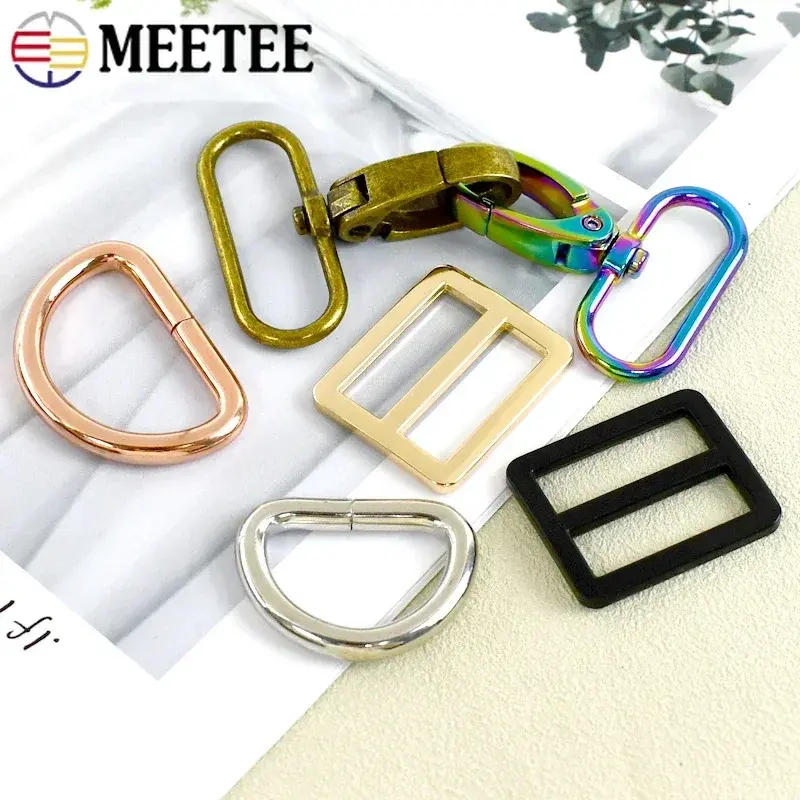 2Sets 16-38mm Bag Buckles Metal Swivel Lobster Clasp Tri Glide Sliders D Ring Adjuster Webbing Strap Hook DIY Accessories