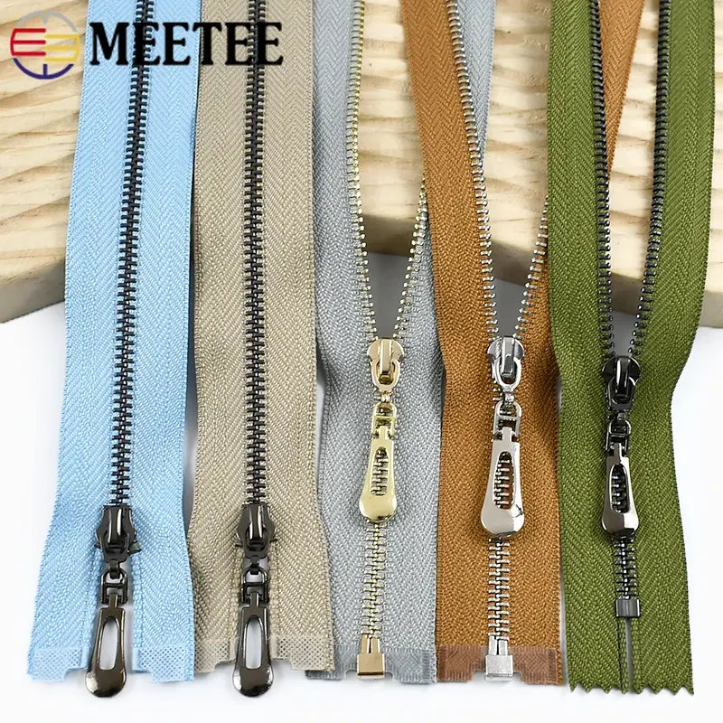 5Pcs Meetee 3# Close-End 15/18/20/25/30cm Metal Zipper Auto Lock Zippers Decoration Zip for Sewing Bags DIY Clothing Accessories