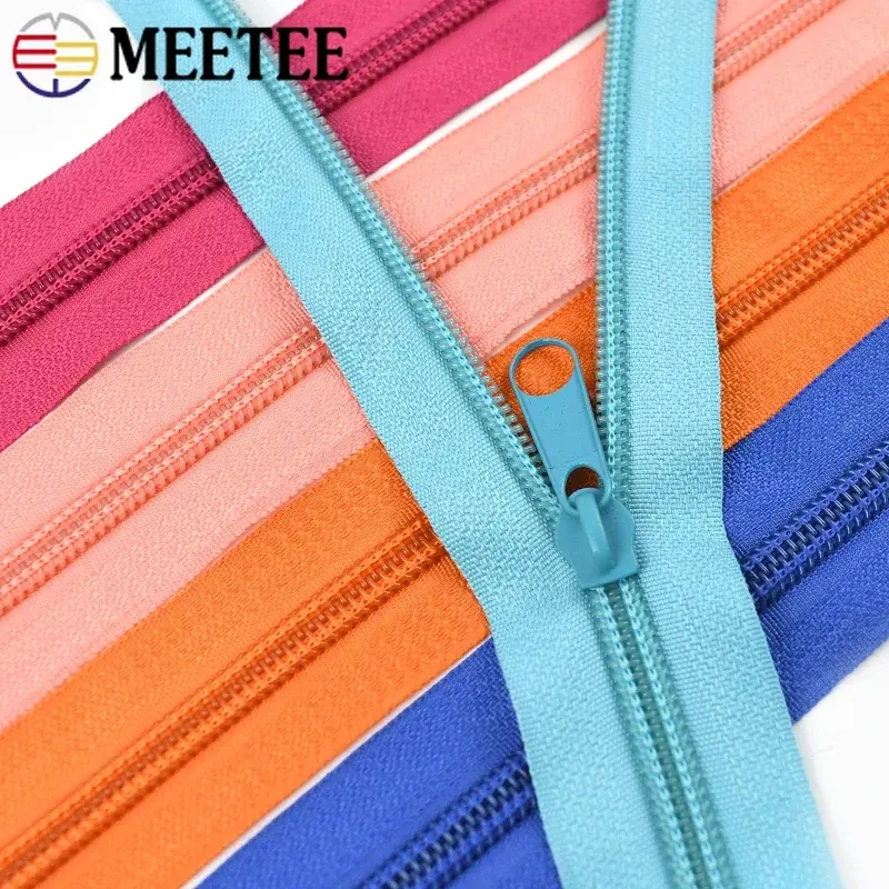 1-10M 3# 5# Nylon Coil Zippers+Zipper Slider For Garment Colorful Decoration Zips Bag Shoes Sewing Zip Repair Kits DIY Accessory