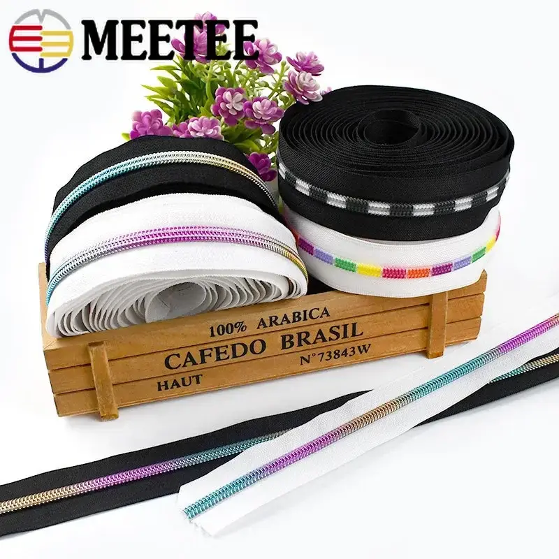 5Meters 5# Nylon Zipper Tape By The Meter Plastic Zippers Slider Decorative Zip Pulls Repair Kit Sewing Closures DIY Accessories