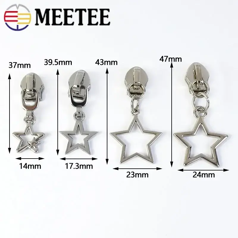 10/30Pcs Star Zipper Slider Pulls for Nylon Zippers By The Meter Bag Coat Zips Head Pullers Repair Kit DIY Sewing Accessories