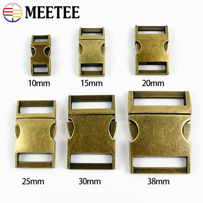 Meetee 2/5Pcs 10-38mm Metal Side Quick Release Buckles Backpack Strap Clasp Webbing Bag Adjuster Hooks DIY Hardware Accessories