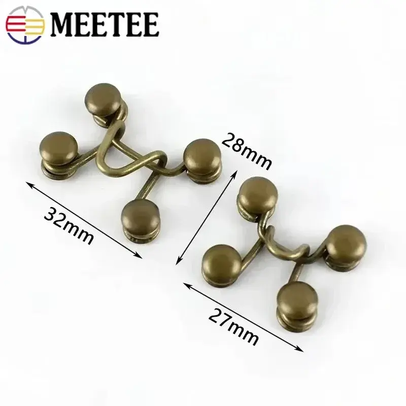 10-100Sets 27/32X28mm Metal Trousers Hook and Eye Closure Buckle Garment Invisible Button Jeans Waist Adjust Clasp Accessories