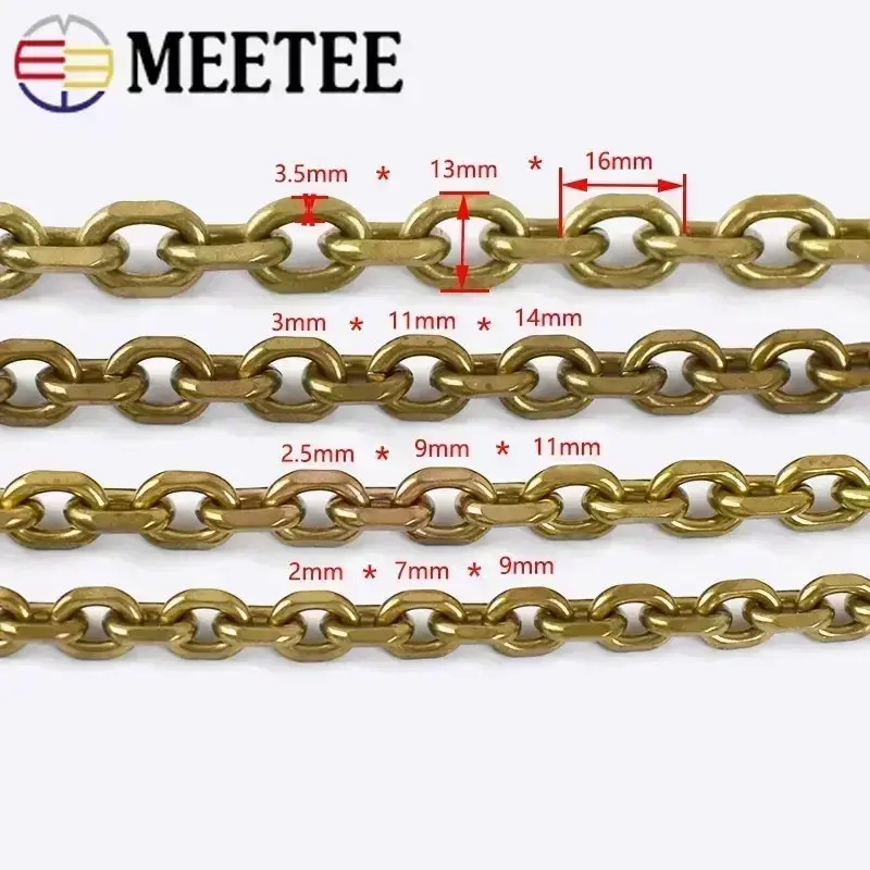 50/100cm Metal Bag Chains Fashion Solid Brass Wallet Chain Men Belt Pants Keychain Trousers Jeans DIY Leather Crafts Accessories