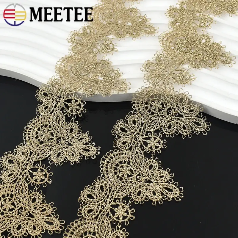 2-10Yards 58mm Embroidery Lace Trim Fabric Gold Line Fringe Laces for Wedding Dress Decor Ribbon DIY Garment Sewing Accessories
