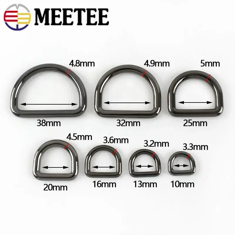 10Pcs 10-38mm Metal Buckles for Strap Bag Belt O D Ring Dog Collar Webbing Clasp Loop DIY Leather Craft Sewing Accessories