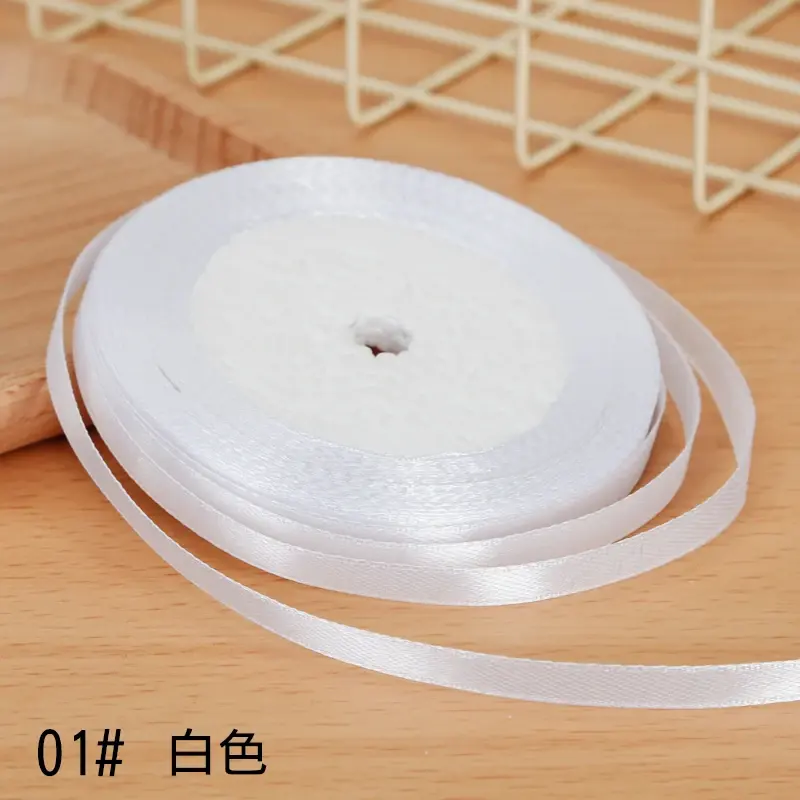6mm Satin Ribbons Wedding Christmas Halloween Decoration Baby Shower Birthday Party Gift Wrapping Ribbon DIY Crafts Bow Fabric
