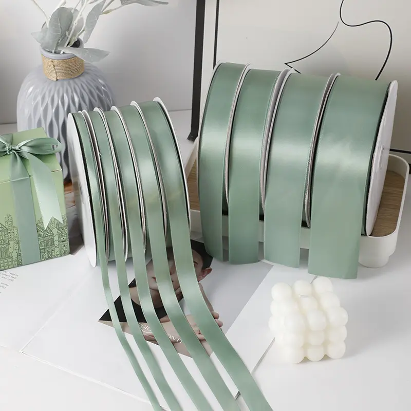 91Meters/Roll 6/10/12/15/20/25/38/50mm Grey Green Handmade Craft Gifts Wedding Decoration Halloween Ribbon