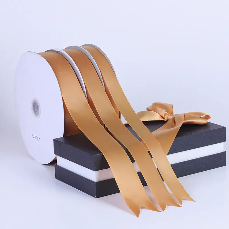 91Meters Gold Satin Ribbon 6mm 10mm 12mm 15mm 20mm 25mm 40mm 50mm Gift Bow Handmade DIY Craft Wedding Party Supply Decoration