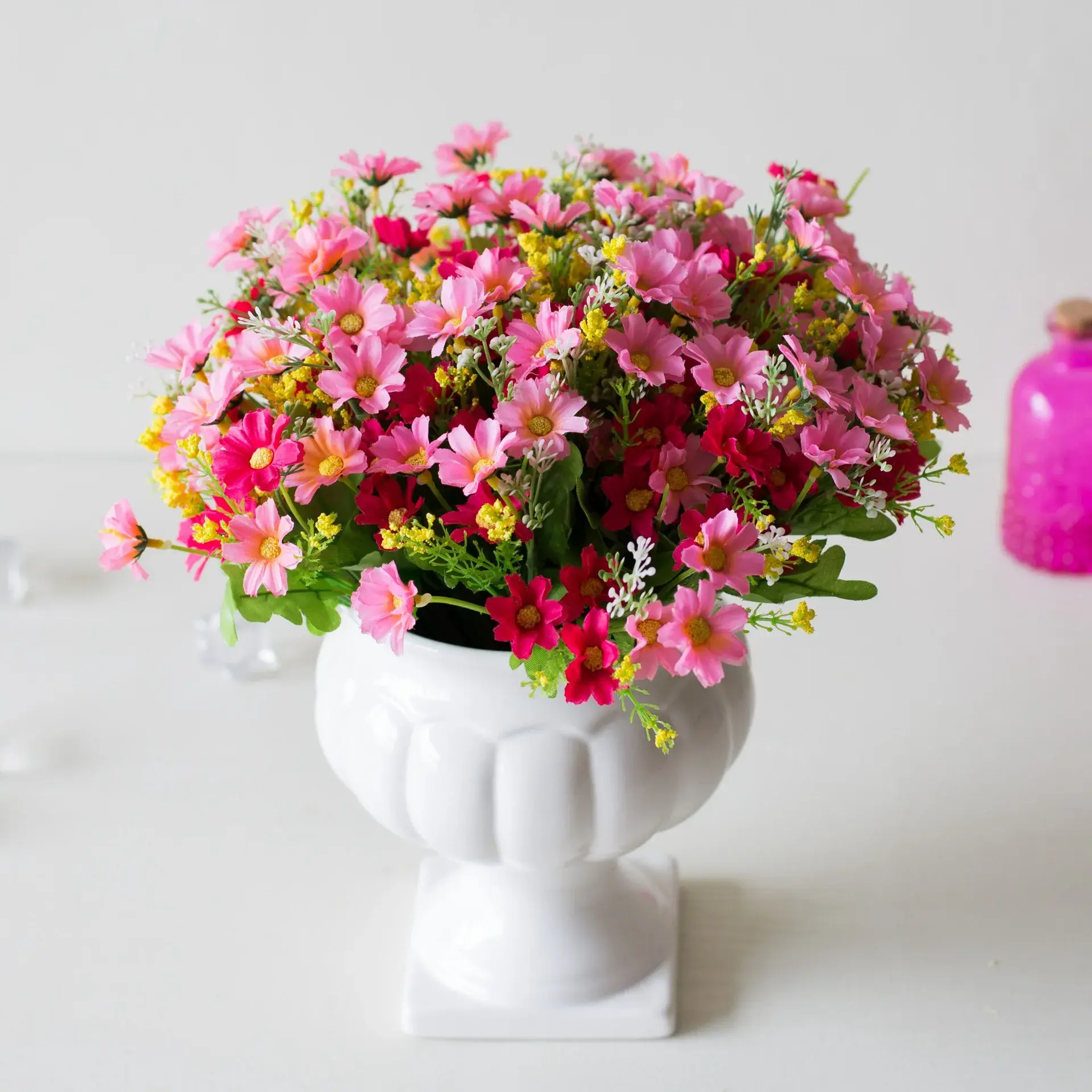 31cm 28Heads Artificial Mini Gerbera Flower Branch Wedding Birthday Party Home Living Room Desktop Decor Daisy Fake Flowers
