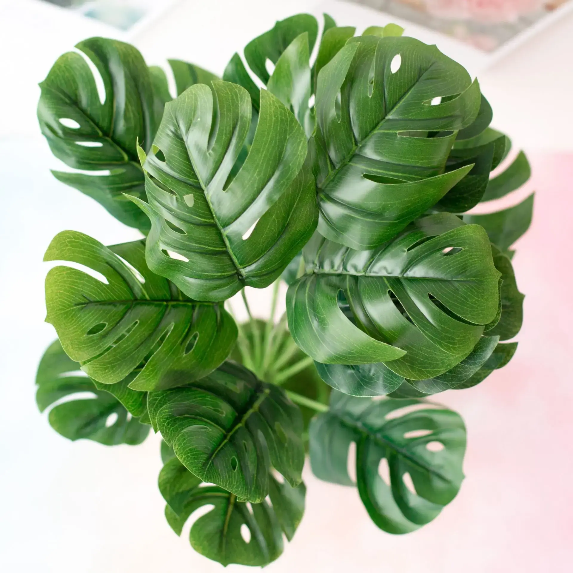 18Heads 50cm Artificial Monstera Leaves Green Plants Home Garden Living Room Bedroom Balcony Decoration Tropical Fake Plants