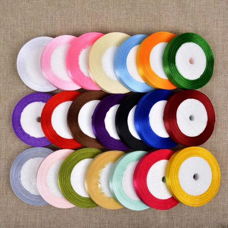 22Meters/Roll 12mm Satin Ribbon Christmas Halloween Wedding Birthday Party Gift Wrapping Ribbon DIY Handmade Roses Crafts Fabric