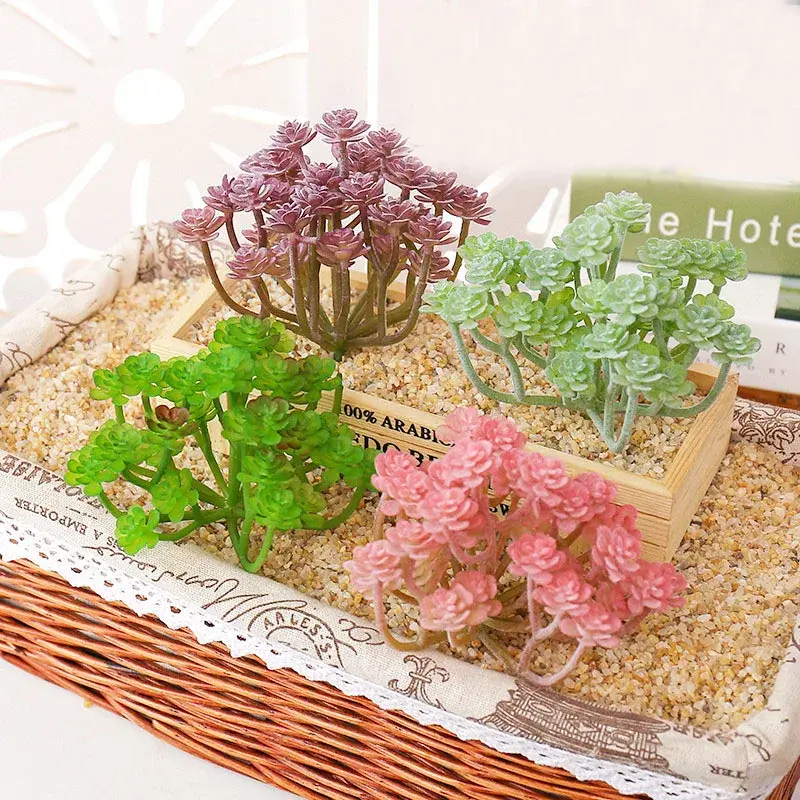 39Styles Large Green Pink Purple Flocked Artificial Succulent Plants Home Garden DIY Flower Arrangement Accessories Fake Plants