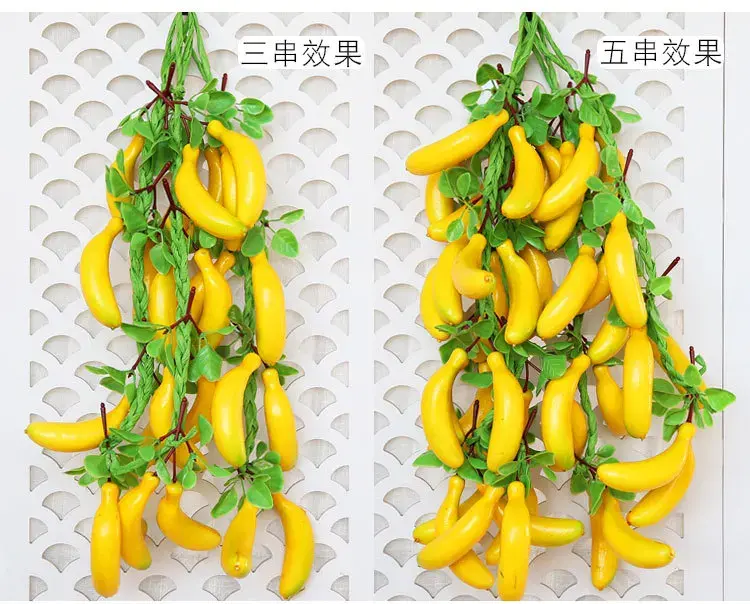58cm 8Heads Artificial Banana Home Garden Wall Hanging Decoration Fake Fruits Wedding Birthday Party Supplies Photography Props