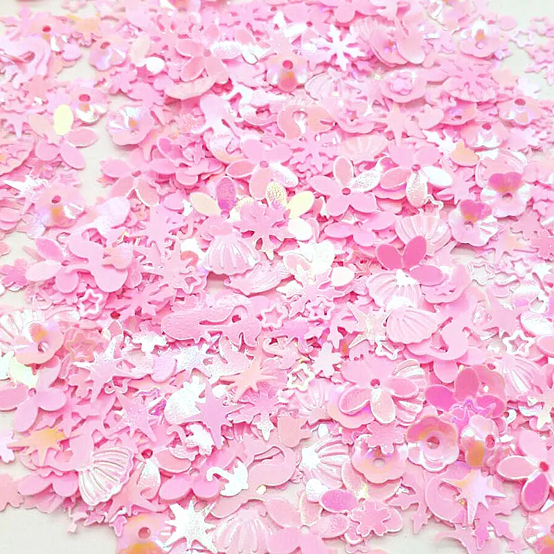 10g Pink Sequins Mix Sequin for Craft Glitter Star Heart Flower Mermaid Shell Unicorn Paillettes DIY Manicure Nail Art Decor