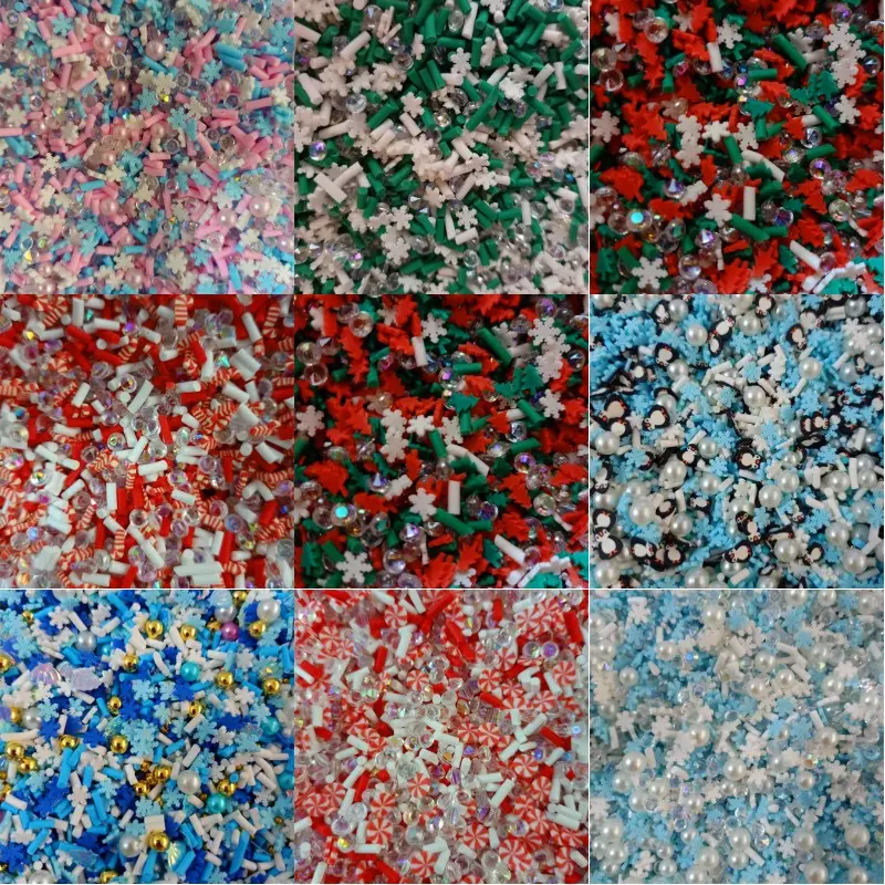 50g Polymer Clay Slices Bulk Christmas Mixed Xmas Series Slime Soft Clay Beads Fake Sprinkles Slice Diy Nail Art Accessories