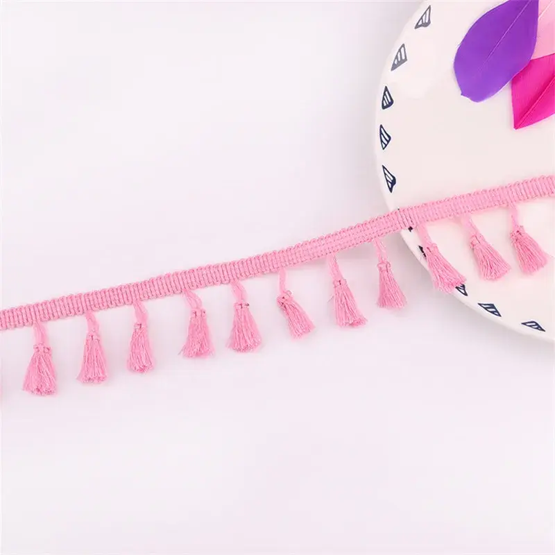 2Yards 45mm Lace Trim Sewing Ribbon Tassel Fringe Cotton Lace Fabric Ethnic Latin Dress Stage Garment Curtain Decorative Diy