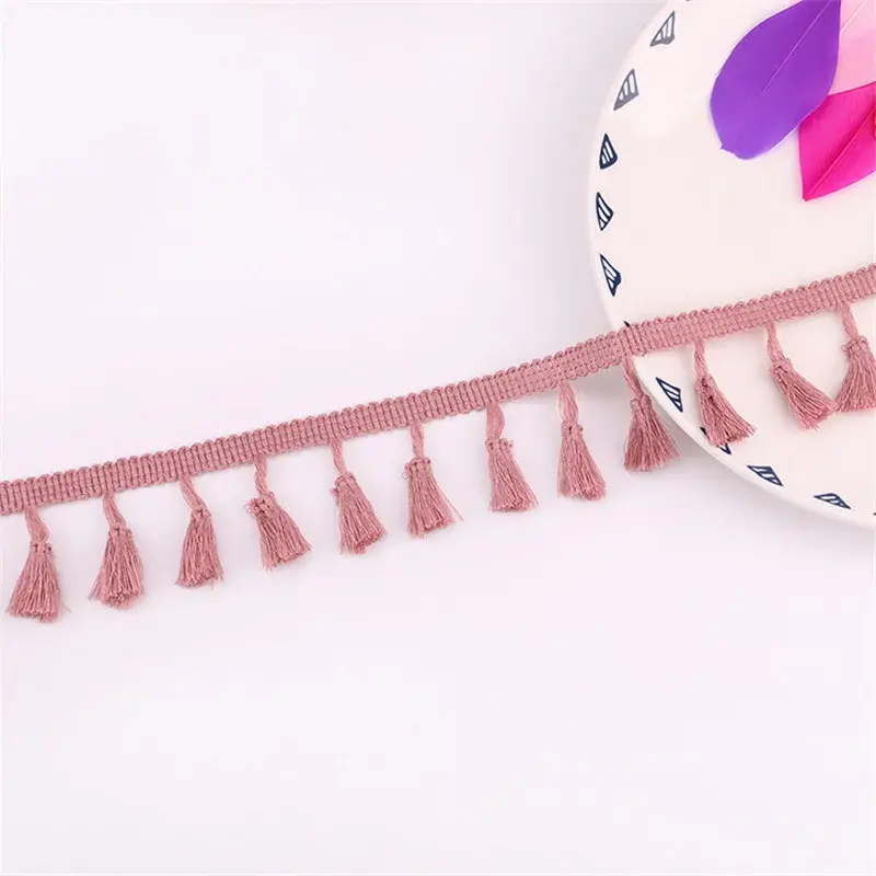 2Yards 45mm Lace Trim Sewing Ribbon Tassel Fringe Cotton Lace Fabric Ethnic Latin Dress Stage Garment Curtain Decorative Diy